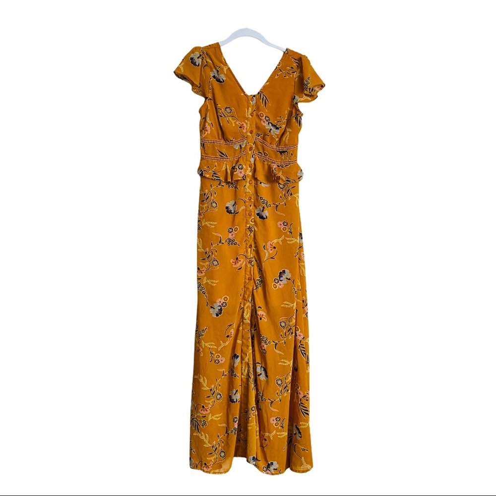 Japna Marigold Floral button front maxi dress S